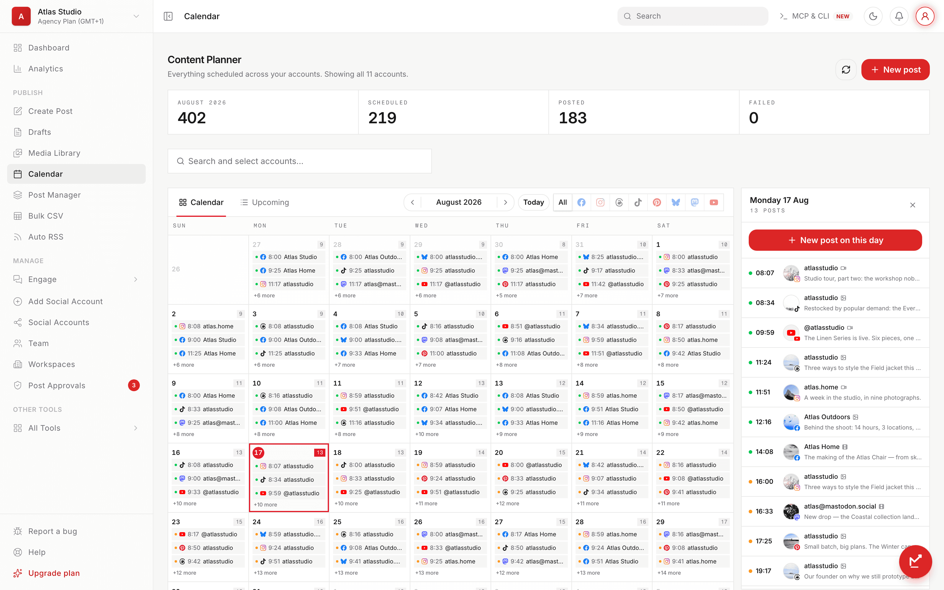 Calendar · Social Magnum product screenshot