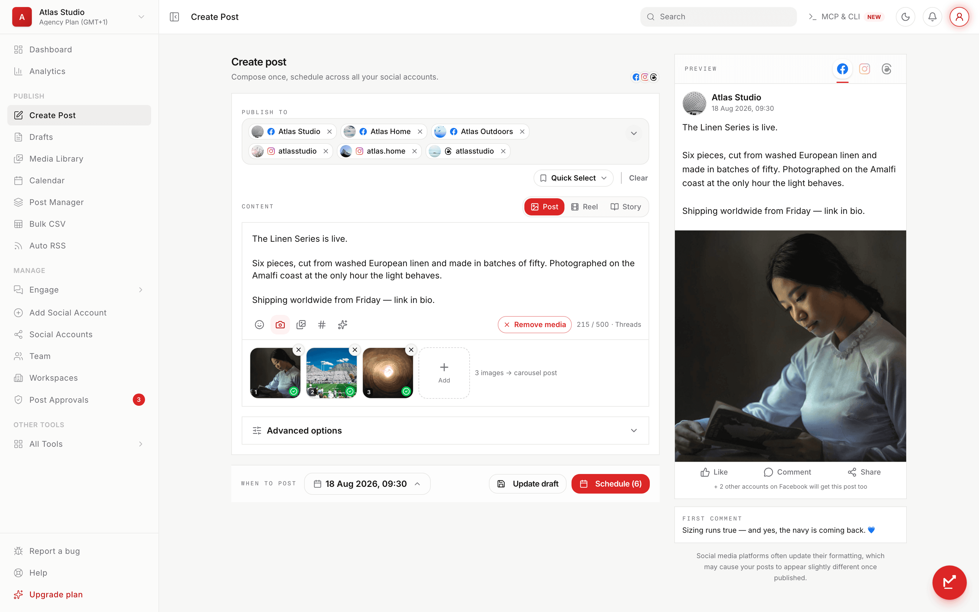 Create post · Social Magnum product screenshot